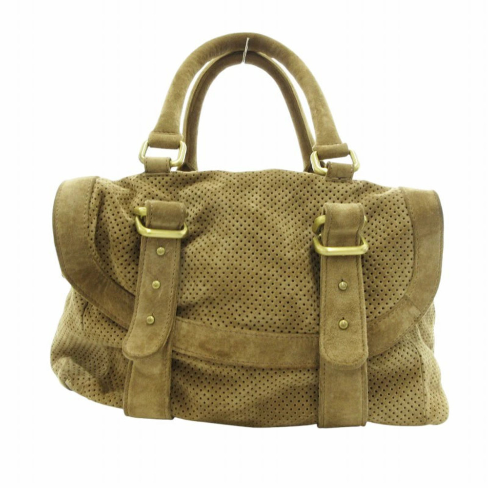 Cobra Handbag Shoulder Bag Perforated Suede Brown